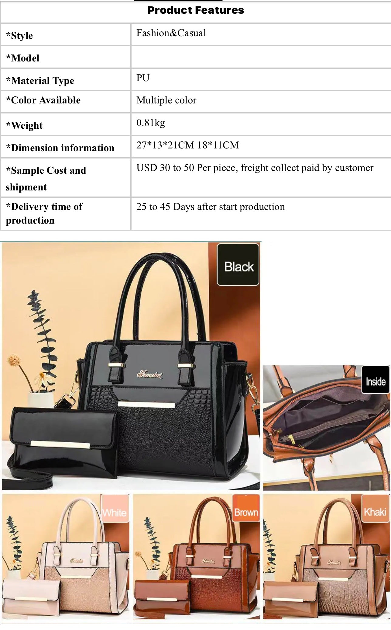 Ladies Luxury shoulder Bag with Purse